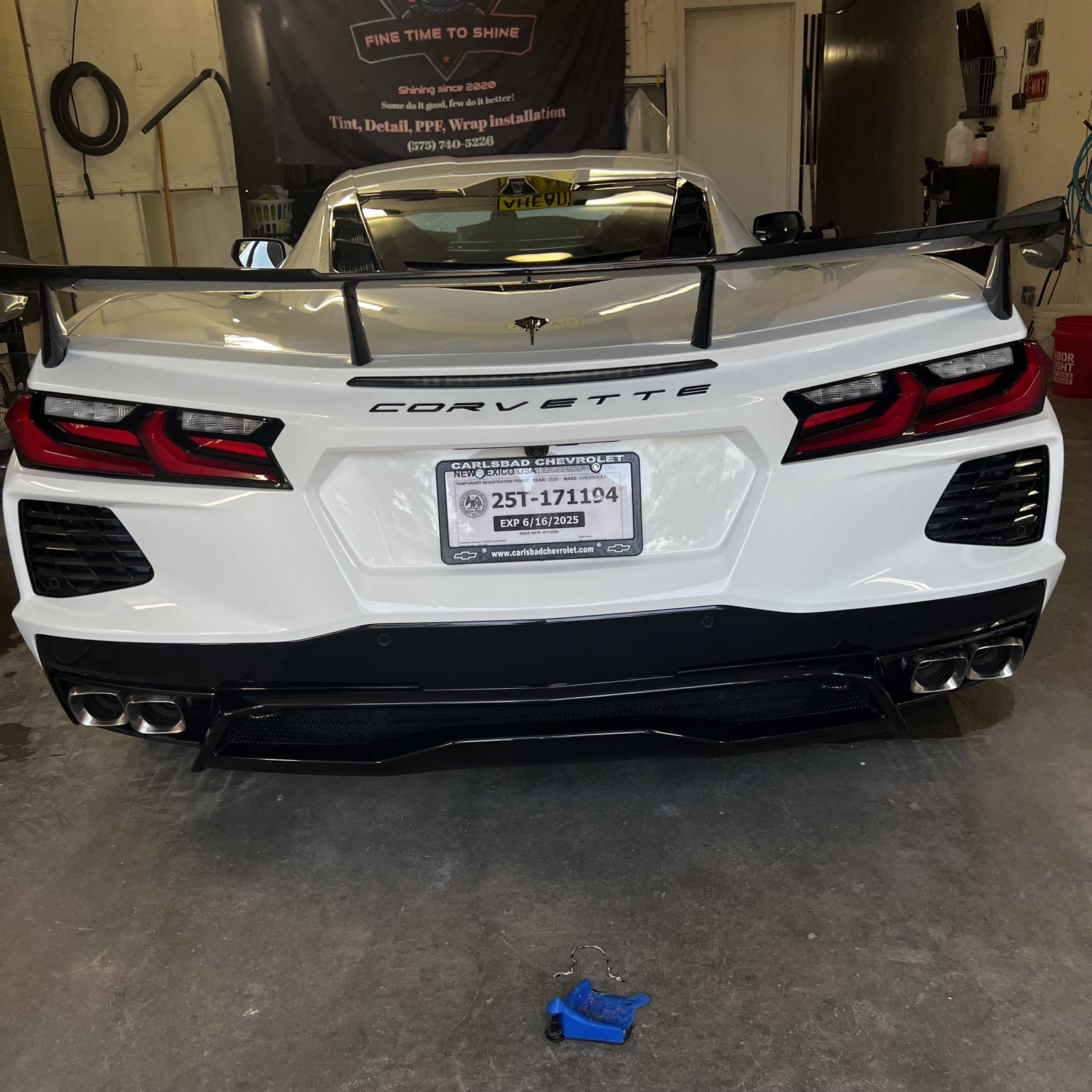 White C8 Corvette vehicle protection project in Carlsbad NM