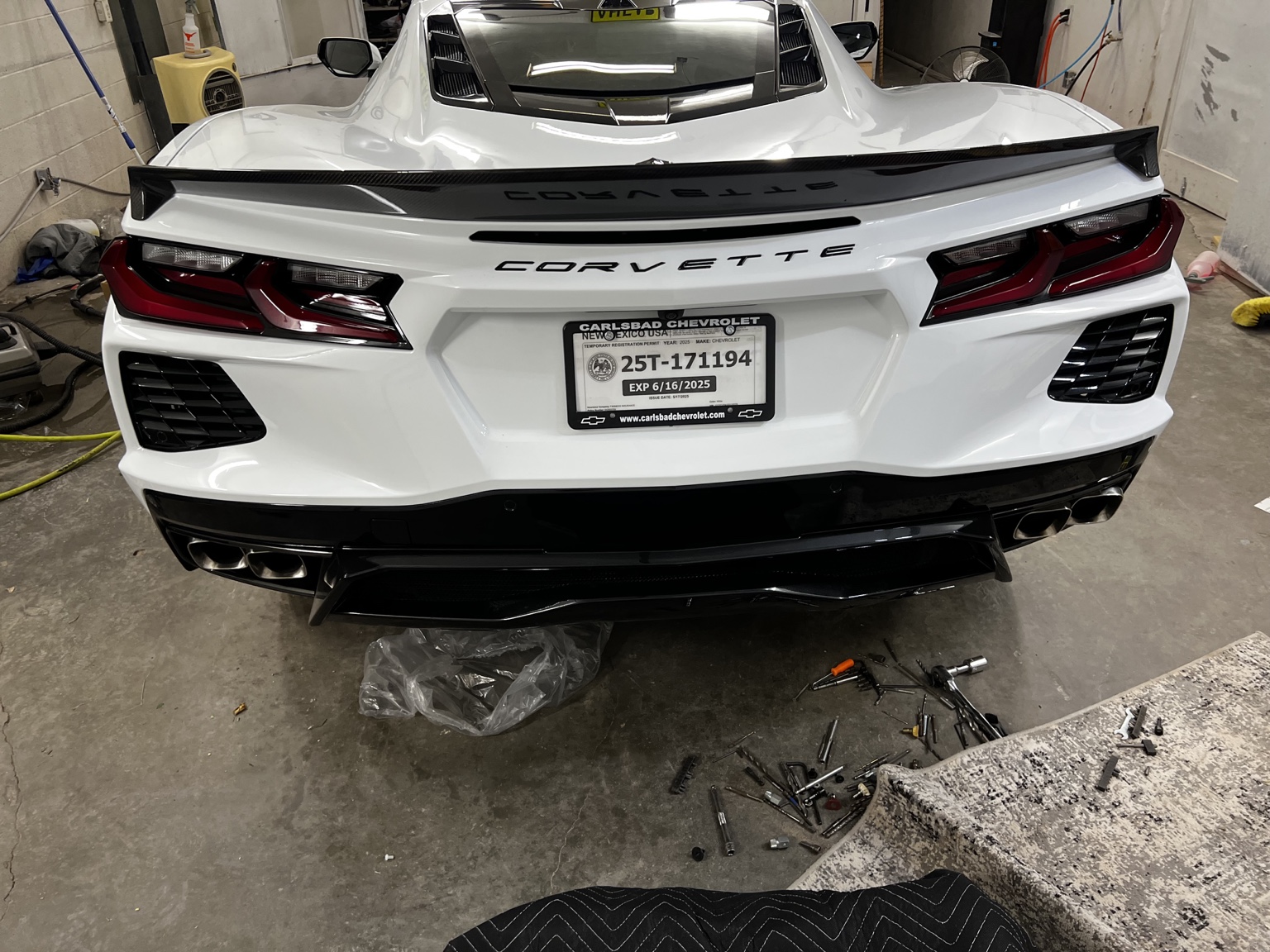 White C8 Corvette vehicle protection project in Carlsbad NM