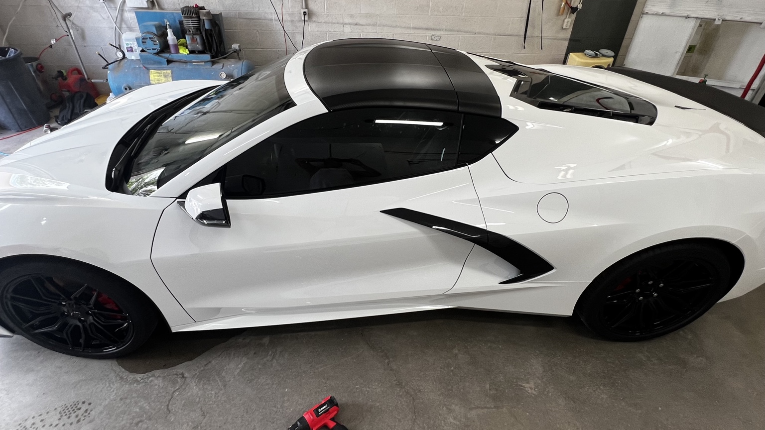 White C8 Corvette vehicle protection project in Carlsbad NM