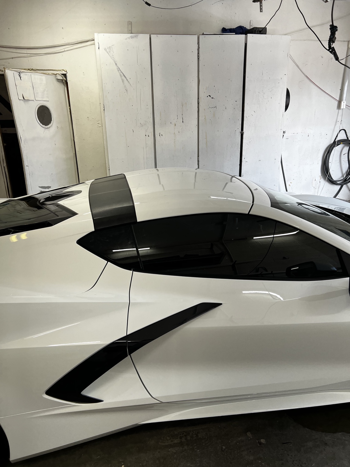 White C8 Corvette vehicle protection project in Carlsbad NM