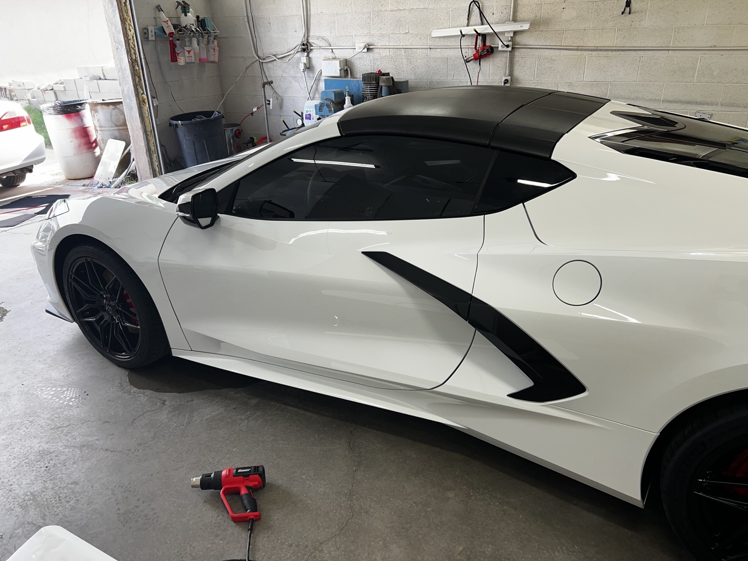 White C8 Corvette vehicle protection project in Carlsbad NM