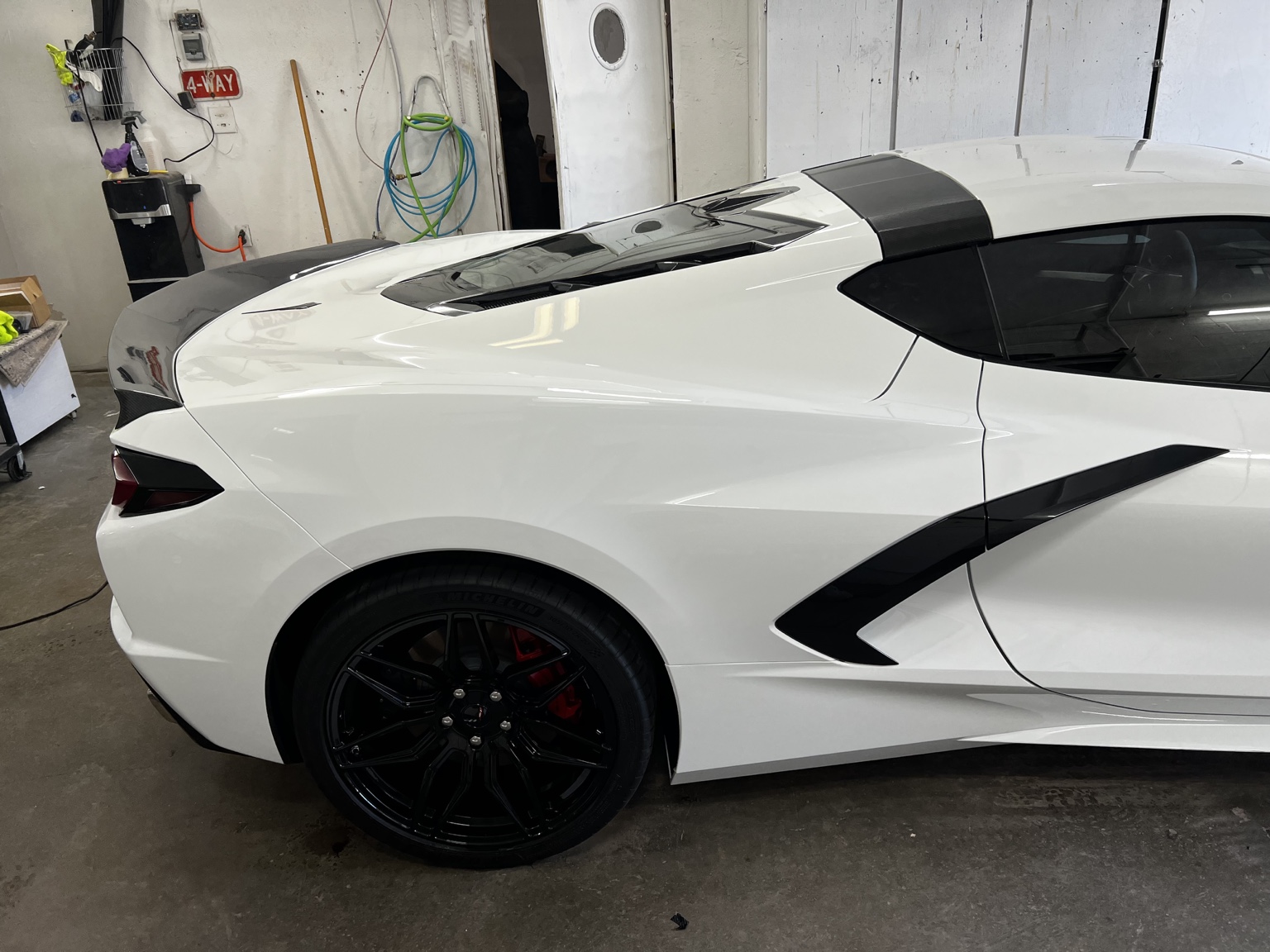 White C8 Corvette vehicle protection project in Carlsbad NM