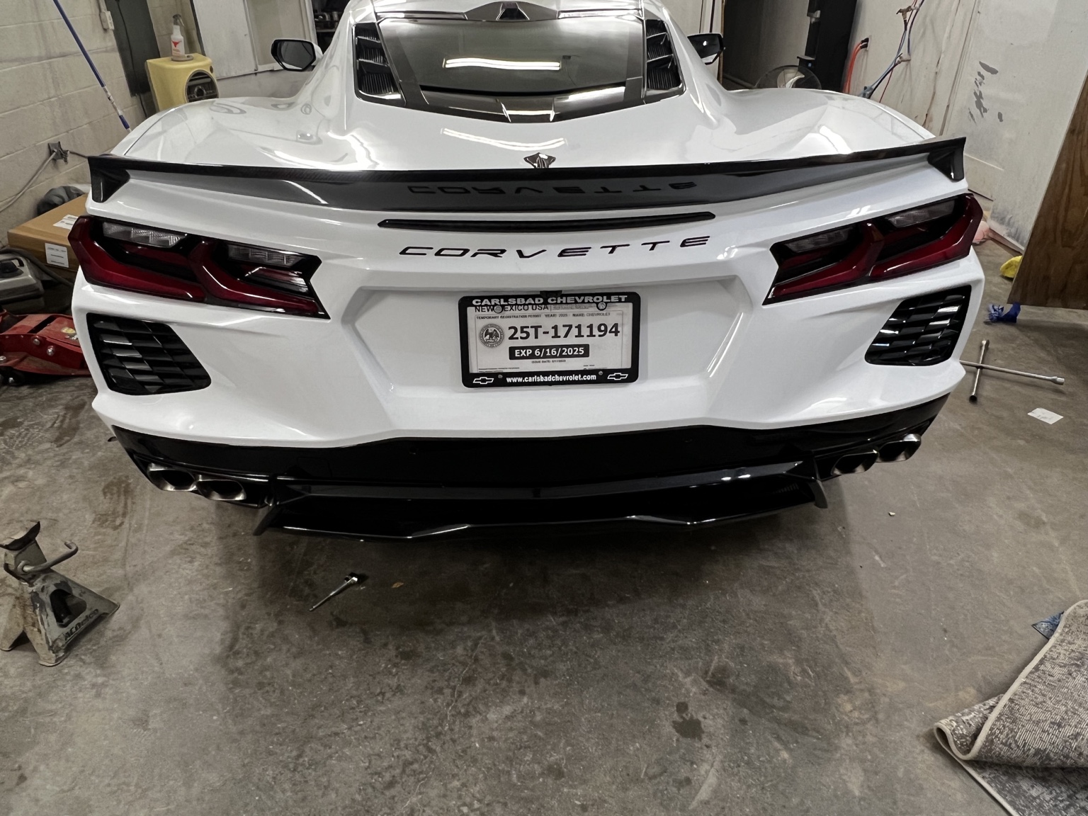 White C8 Corvette vehicle protection project in Carlsbad NM