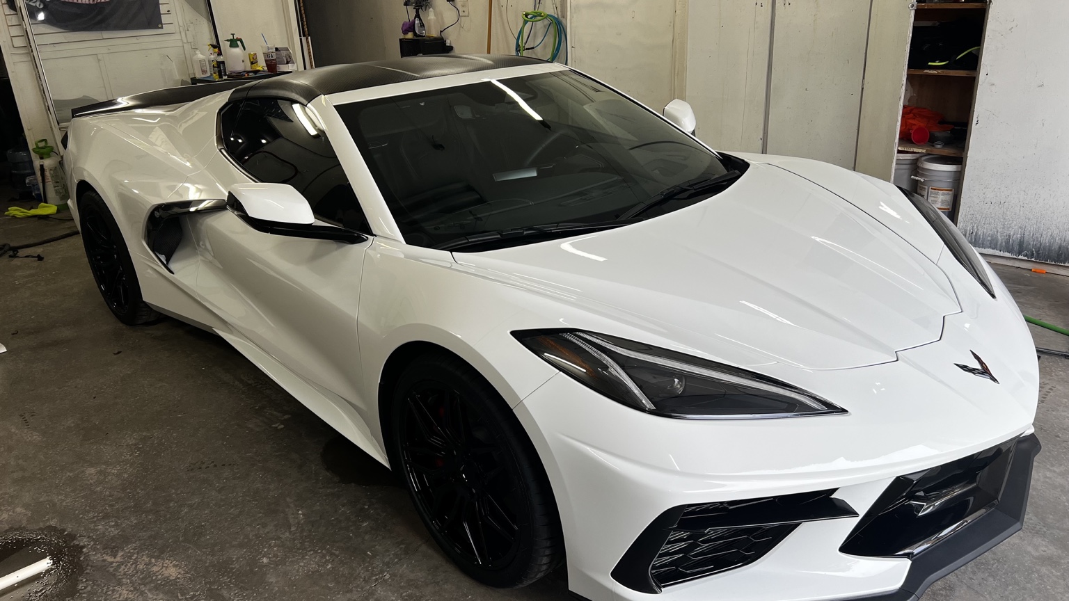 White C8 Corvette vehicle protection project in Carlsbad NM