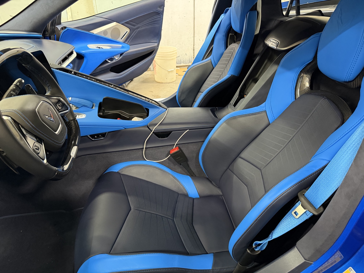 Blue Corvette interior