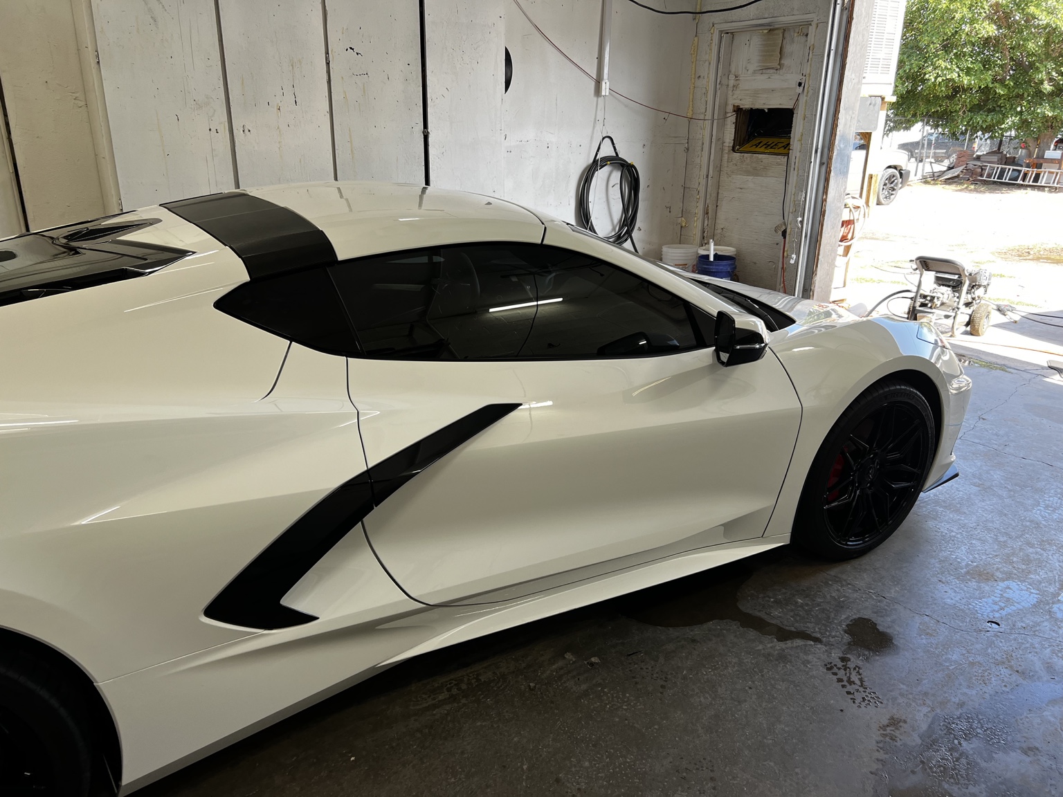 White C8 Corvette vehicle protection project in Carlsbad NM