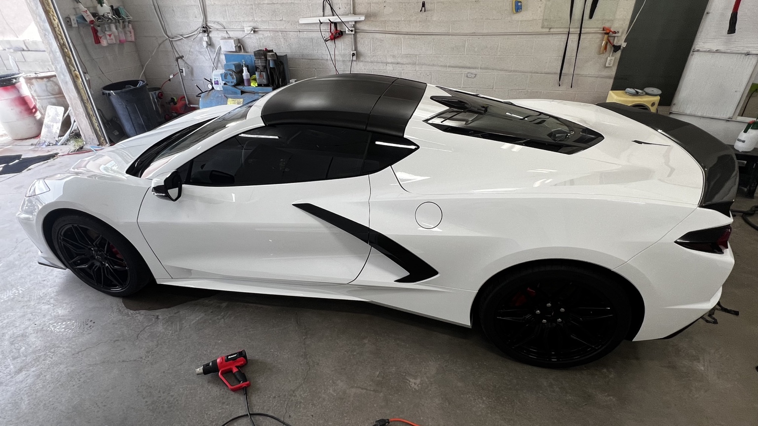 White C8 Corvette vehicle protection project in Carlsbad NM