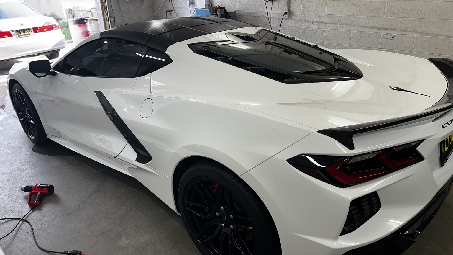 White C8 Corvette vehicle protection project in Carlsbad NM