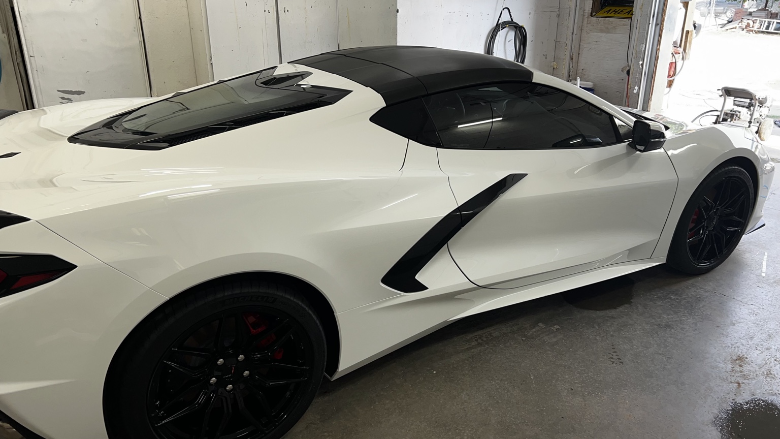 White C8 Corvette vehicle protection project in Carlsbad NM