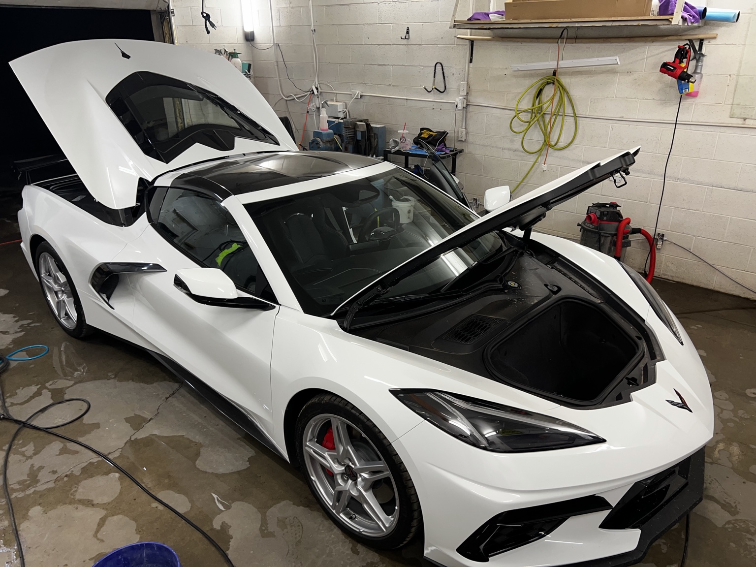 White C8 Corvette vehicle protection project in Carlsbad NM