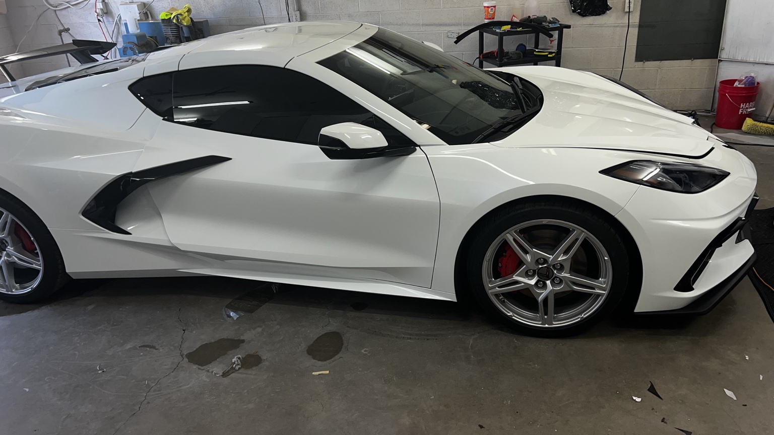 White C8 Corvette vehicle protection project in Carlsbad NM
